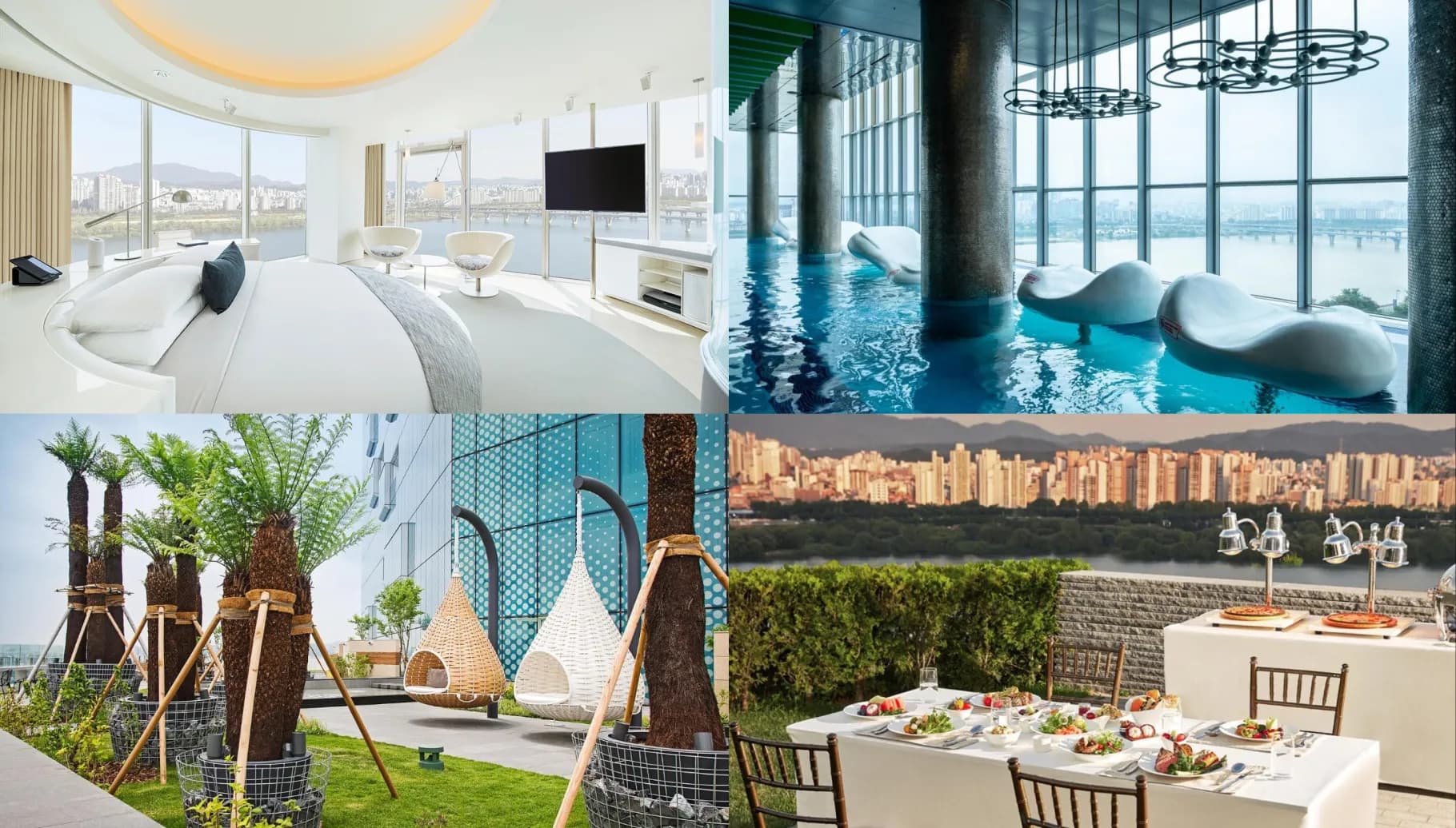 屋内温水プールやフルサービスのスパも楽しむことができる !