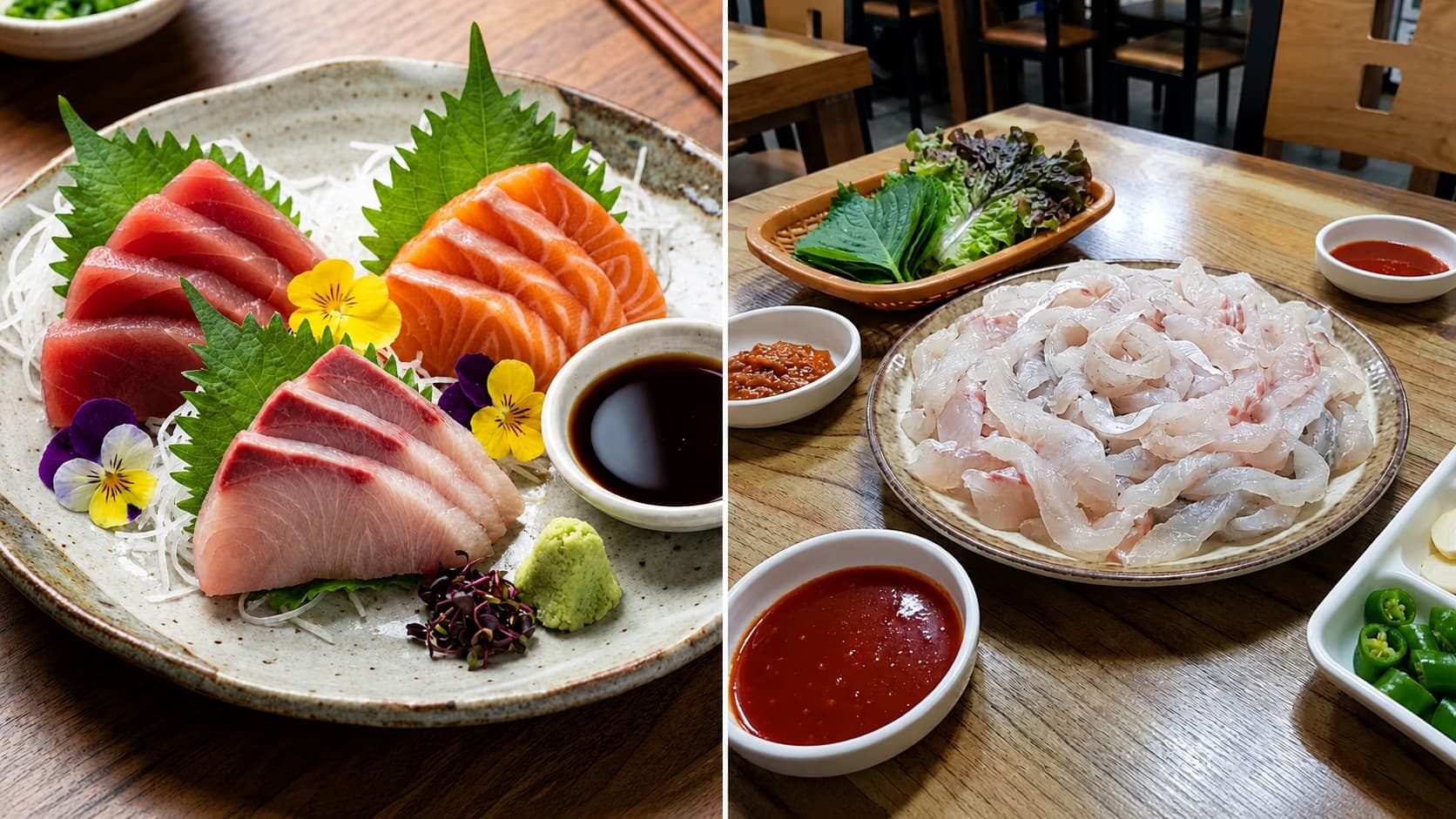 刺身 vs フェ:熟成の旨味と、弾力の食感