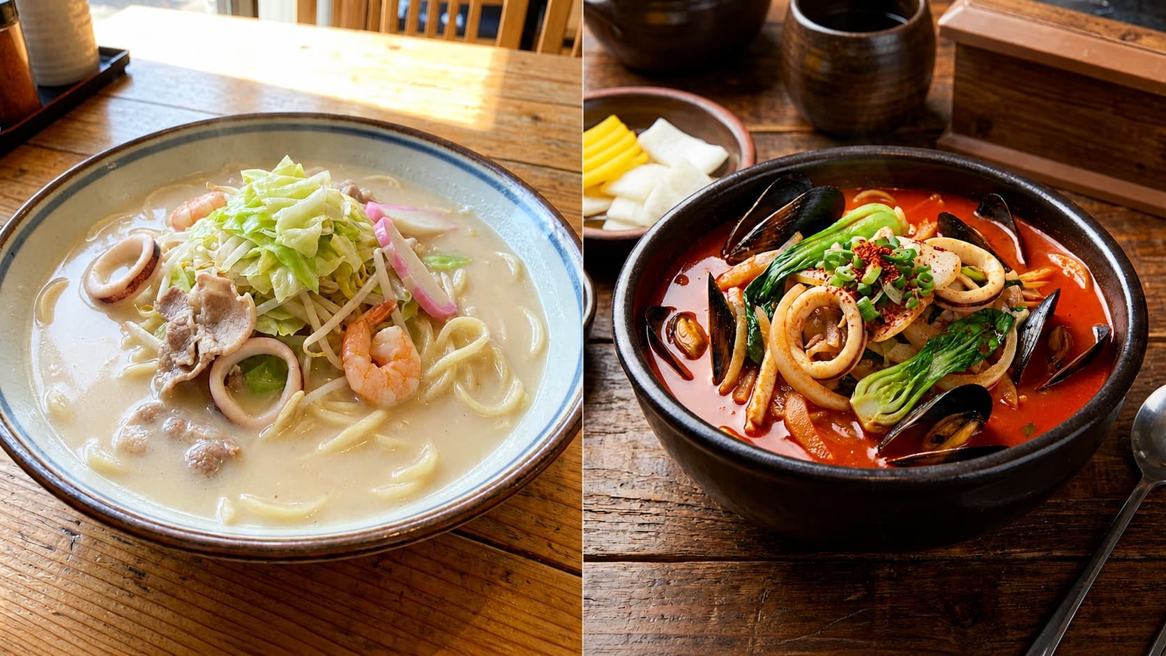 ちゃんぽん vs チャンポン:白と、赤