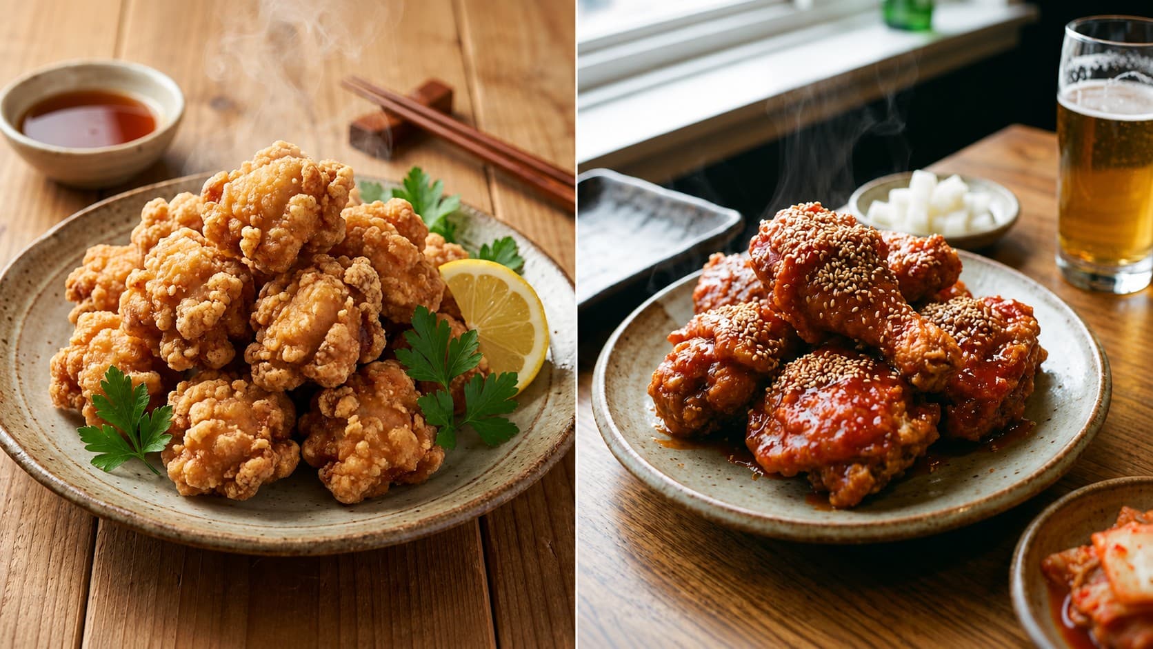 唐揚げ vs 韓国チキン:衣の、別世界