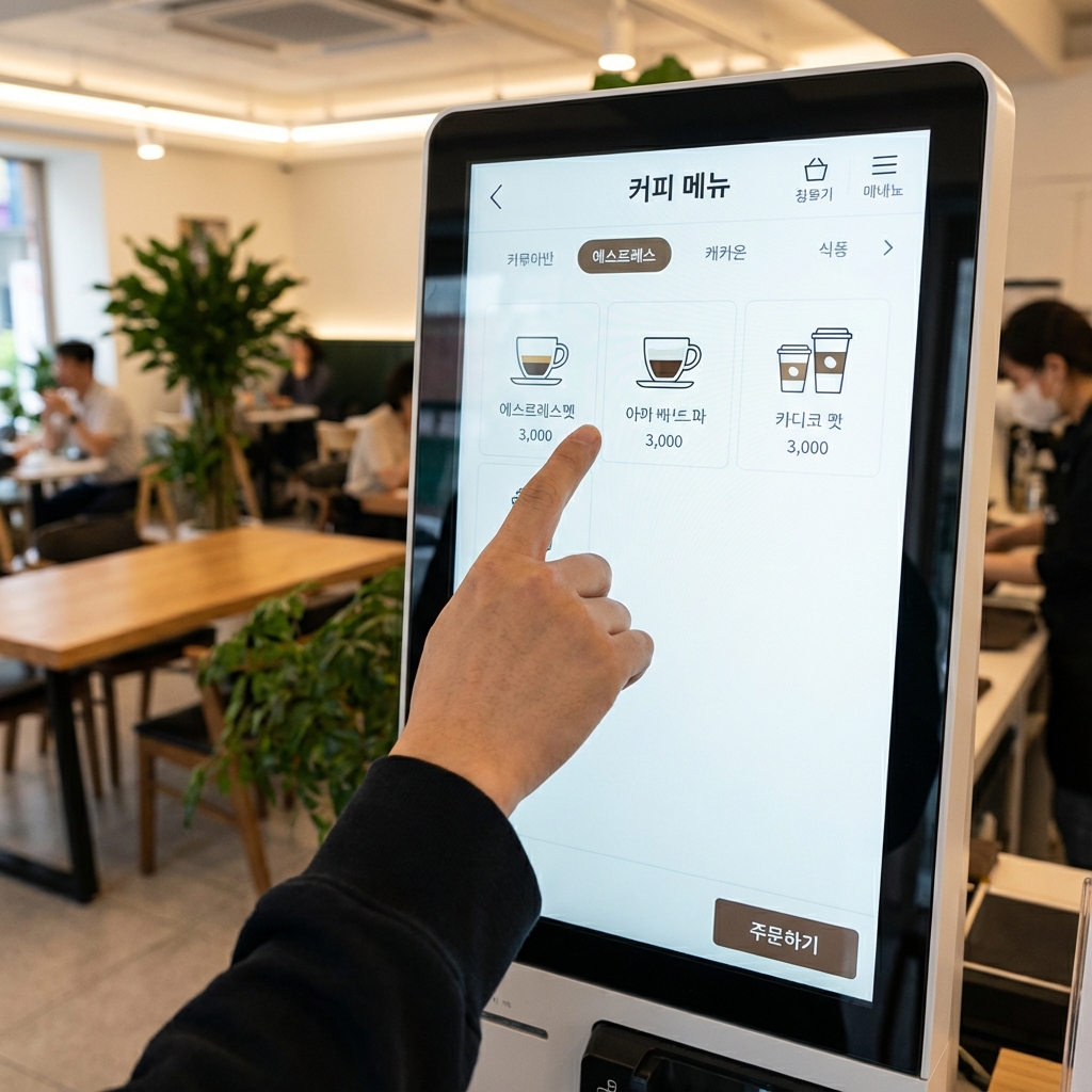 レジで注文、キオスクも活用